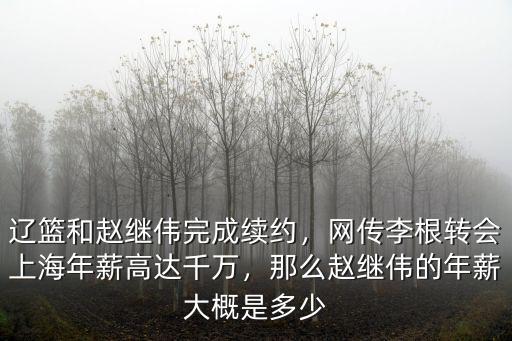 遼籃和趙繼偉完成續約，網傳李根轉會上海年薪高達千萬，那么趙繼偉的年薪大概是多少
