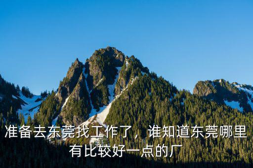準備去東莞找工作了，誰知道東莞哪里有比較好一點的廠