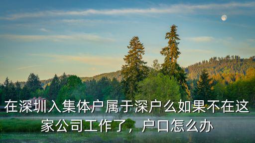 在深圳入集體戶屬于深戶么如果不在這家公司工作了，戶口怎么辦
