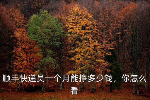 順豐快遞員一個月能掙多少錢，你怎么看