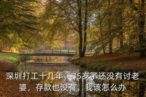 深圳打工十幾年，35歲了還沒有討老婆，存款也沒有，我該怎么辦