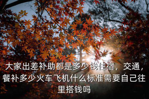 大家出差補(bǔ)助都是多少錢住宿，交通，餐補(bǔ)多少火車飛機(jī)什么標(biāo)準(zhǔn)需要自己往里搭錢嗎