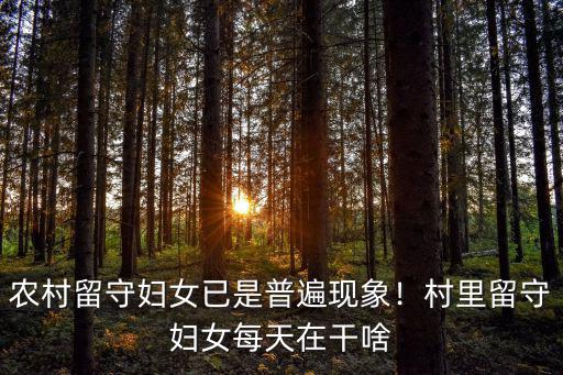 農(nóng)村留守婦女已是普遍現(xiàn)象！村里留守婦女每天在干啥