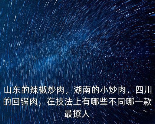 山東的辣椒炒肉，湖南的小炒肉，四川的回鍋肉，在技法上有哪些不同哪一款最撩人