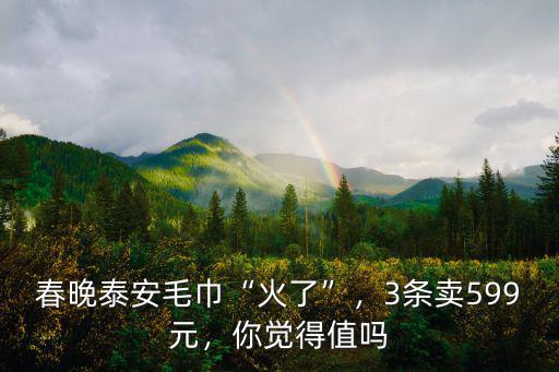 春晚泰安毛巾“火了”，3條賣599元，你覺得值嗎