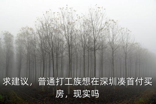 求建議，普通打工族想在深圳湊首付買房，現實嗎