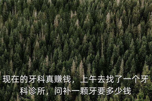 現在的牙科真賺錢，上午去找了一個牙科診所，問補一顆牙要多少錢