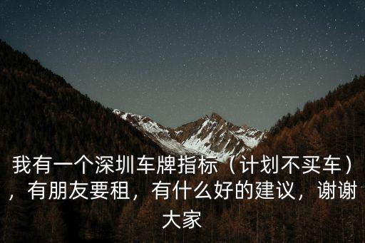 深圳有車牌指標(biāo)后怎么辦,我有一個(gè)深圳車牌指標(biāo)