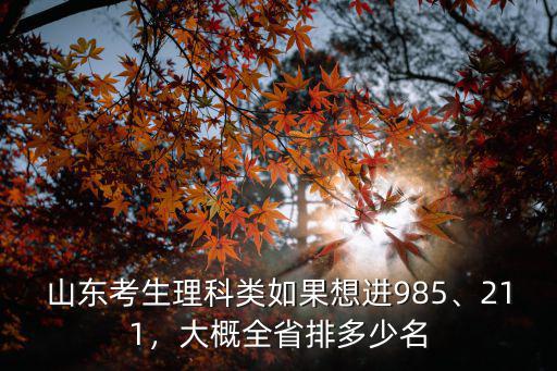 山東考生理科類如果想進985、211，大概全省排多少名