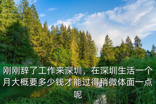 剛剛辭了工作來深圳，在深圳生活一個月大概要多少錢才能過得稍微體面一點呢