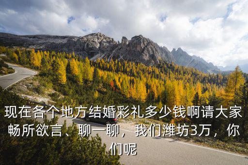 現在各個地方結婚彩禮多少錢啊請大家暢所欲言、聊一聊，我們濰坊3萬，你們呢