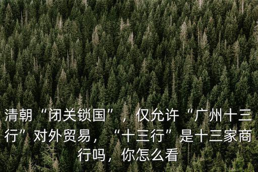 清朝“閉關鎖國”，僅允許“廣州十三行”對外貿易，“十三行”是十三家商行嗎，你怎么看