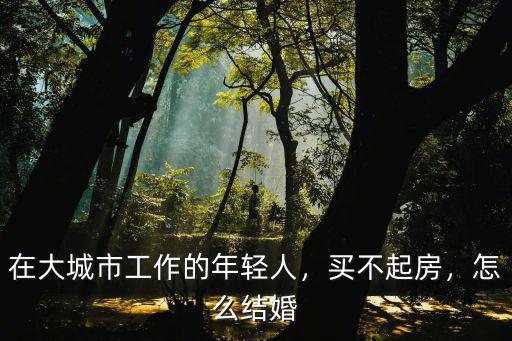 在大城市工作的年輕人，買不起房，怎么結婚