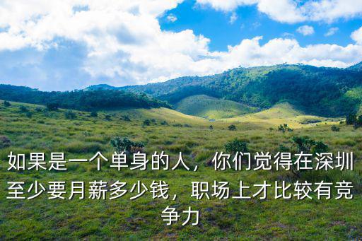 如果是一個單身的人，你們覺得在深圳至少要月薪多少錢，職場上才比較有競爭力
