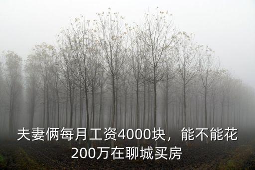夫妻倆每月工資4000塊，能不能花200萬在聊城買房