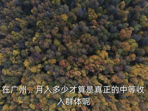 在廣州，月入多少才算是真正的中等收入群體呢