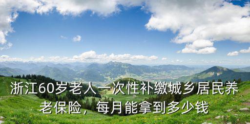 浙江60歲老人一次性補繳城鄉居民養老保險，每月能拿到多少錢