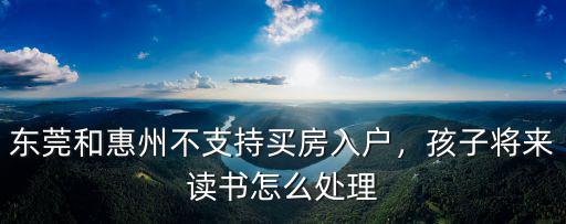 東莞和惠州不支持買房入戶，孩子將來讀書怎么處理