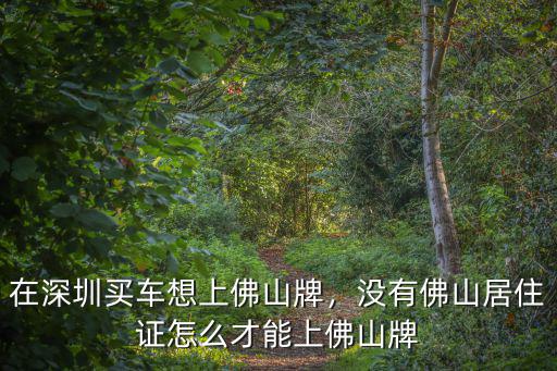 在深圳買車想上佛山牌，沒有佛山居住證怎么才能上佛山牌