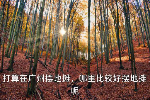 打算在廣州擺地攤，哪里比較好擺地攤呢
