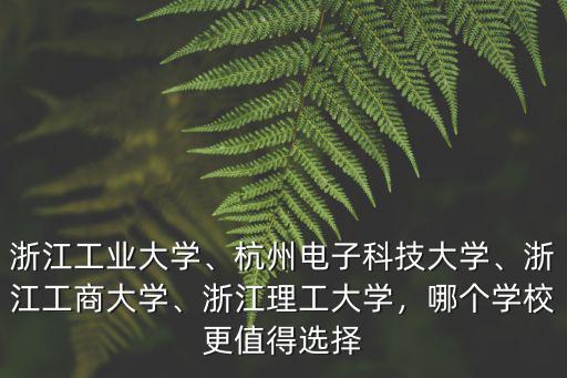 浙江工業大學、杭州電子科技大學、浙江工商大學、浙江理工大學，哪個學校更值得選擇