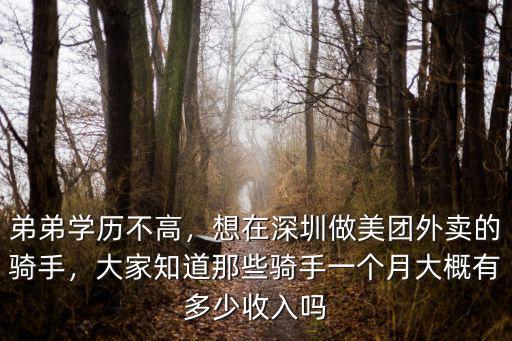 弟弟學(xué)歷不高，想在深圳做美團(tuán)外賣(mài)的騎手，大家知道那些騎手一個(gè)月大概有多少收入嗎