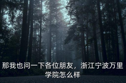 那我也問一下各位朋友，浙江寧波萬里學院怎么樣
