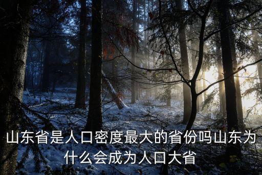 山東省是人口密度最大的省份嗎山東為什么會(huì)成為人口大省