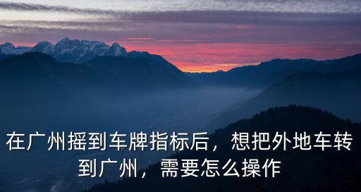 廣州車牌拿到指標(biāo)后怎么做,在廣州搖到車牌指標(biāo)后