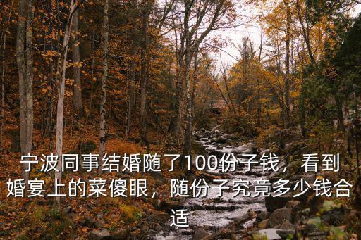 寧波同事結婚隨了100份子錢，看到婚宴上的菜傻眼，隨份子究竟多少錢合適