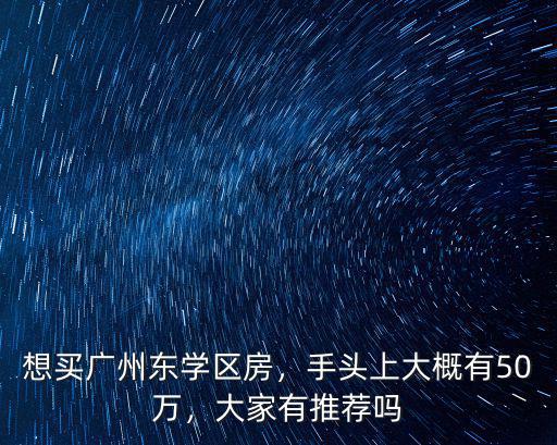 想買廣州東學區房，手頭上大概有50萬，大家有推薦嗎