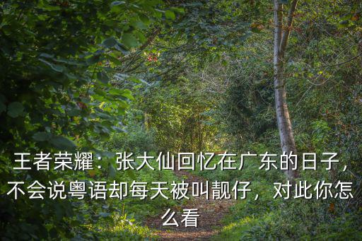 王者榮耀：張大仙回憶在廣東的日子，不會說粵語卻每天被叫靚仔，對此你怎么看