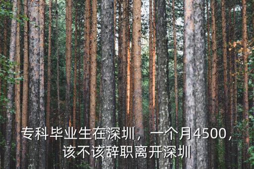 專科畢業(yè)生在深圳，一個月4500，該不該辭職離開深圳