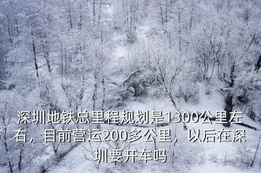 深圳地鐵總里程規劃是1300公里左右，目前營運200多公里，以后在深圳要開車嗎