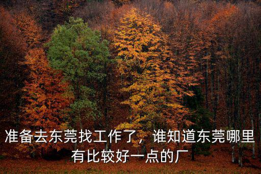 準備去東莞找工作了，誰知道東莞哪里有比較好一點的廠