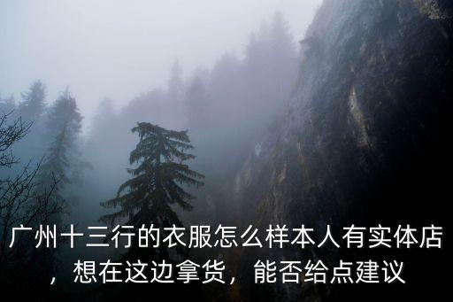 廣州十三行的衣服怎么樣本人有實體店，想在這邊拿貨，能否給點建議