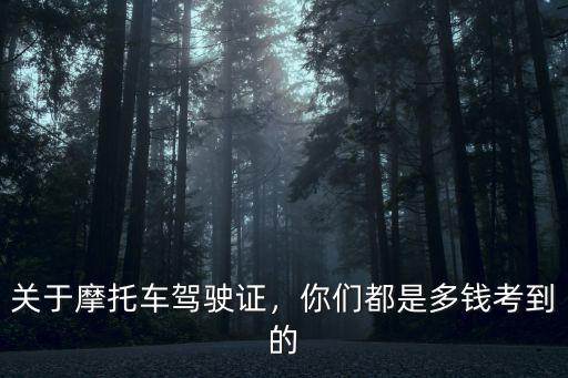 關于摩托車駕駛證，你們都是多錢考到的