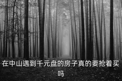 在中山遇到千元盤的房子真的要搶著買嗎