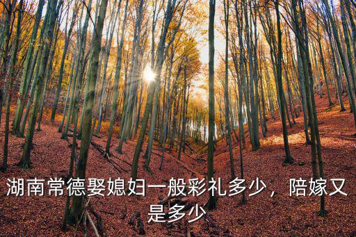 湖南常德娶媳婦一般彩禮多少，陪嫁又是多少