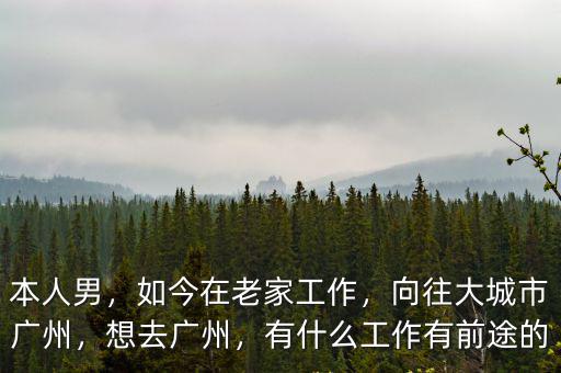 本人男，如今在老家工作，向往大城市廣州，想去廣州，有什么工作有前途的