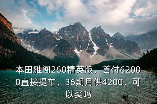 濱州雅閣260精英首付多少上路,首付大概多少