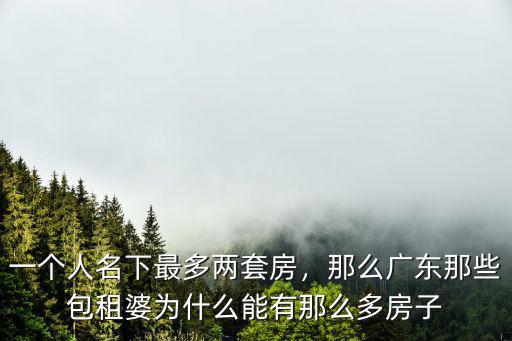 一個人名下最多兩套房，那么廣東那些包租婆為什么能有那么多房子