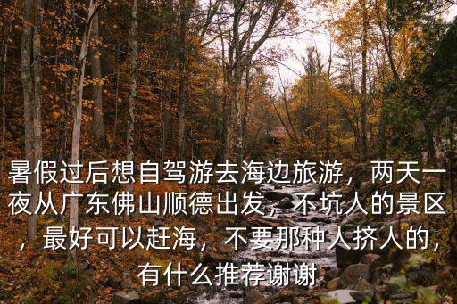 暑假過后想自駕游去海邊旅游，兩天一夜從廣東佛山順德出發(fā)，不坑人的景區(qū)，最好可以趕海，不要那種人擠人的，有什么推薦謝謝