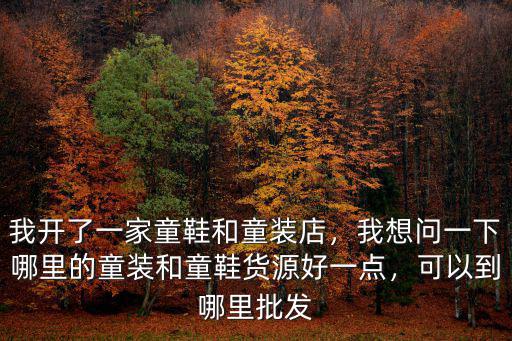 我開了一家童鞋和童裝店，我想問一下哪里的童裝和童鞋貨源好一點，可以到哪里批發(fā)