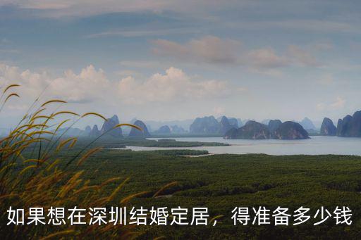 如果想在深圳結婚定居，得準備多少錢