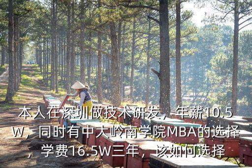 本人在深圳做技術研發，年薪10.5W，同時有中大嶺南學院MBA的選擇，學費16.5W三年，該如何選擇