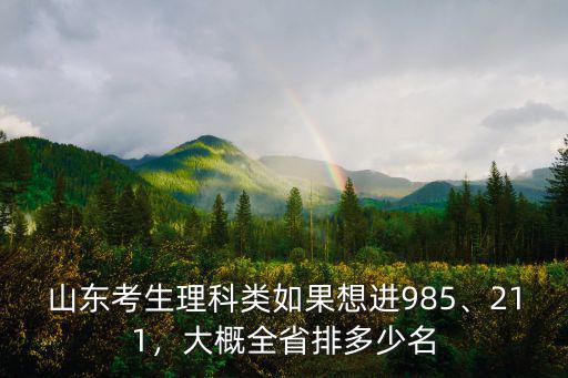 山東考生理科類如果想進985、211，大概全省排多少名