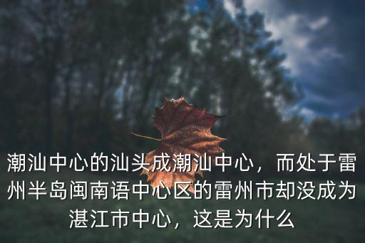 潮汕中心的汕頭成潮汕中心，而處于雷州半島閩南語中心區(qū)的雷州市卻沒成為湛江市中心，這是為什么