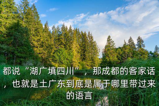 都說“湖廣填四川”，那成都的客家話，也就是土廣東到底是屬于哪里帶過來的語言
