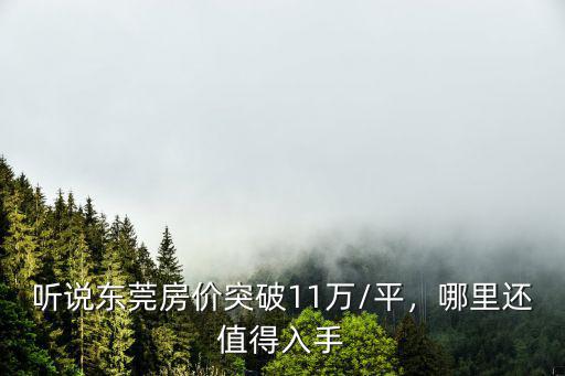 聽說東莞房價突破11萬/平，哪里還值得入手